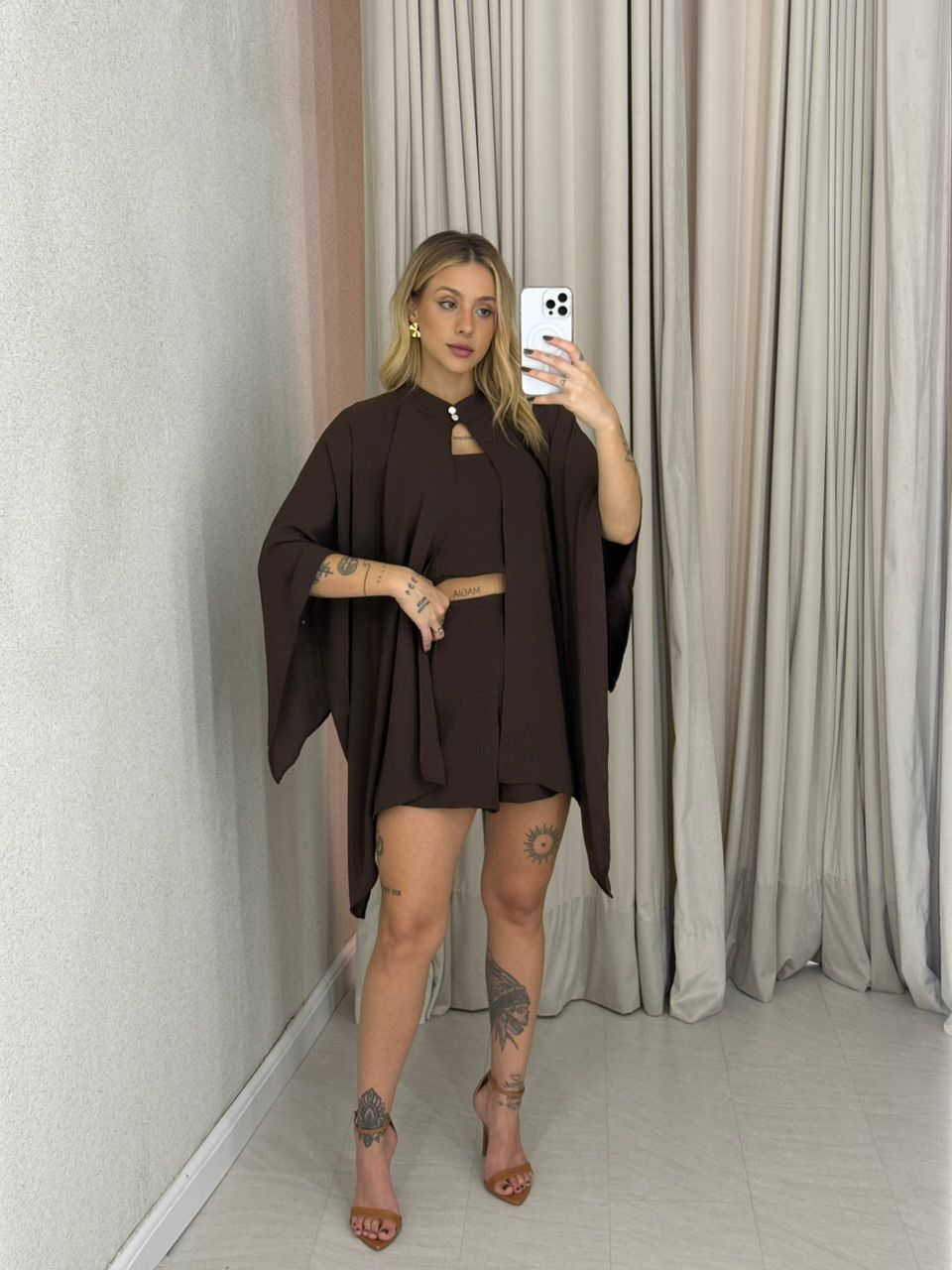 TRIJUNTO JOANA SHORT MARROM - 0062840054 - CAROLLA FERRARO
