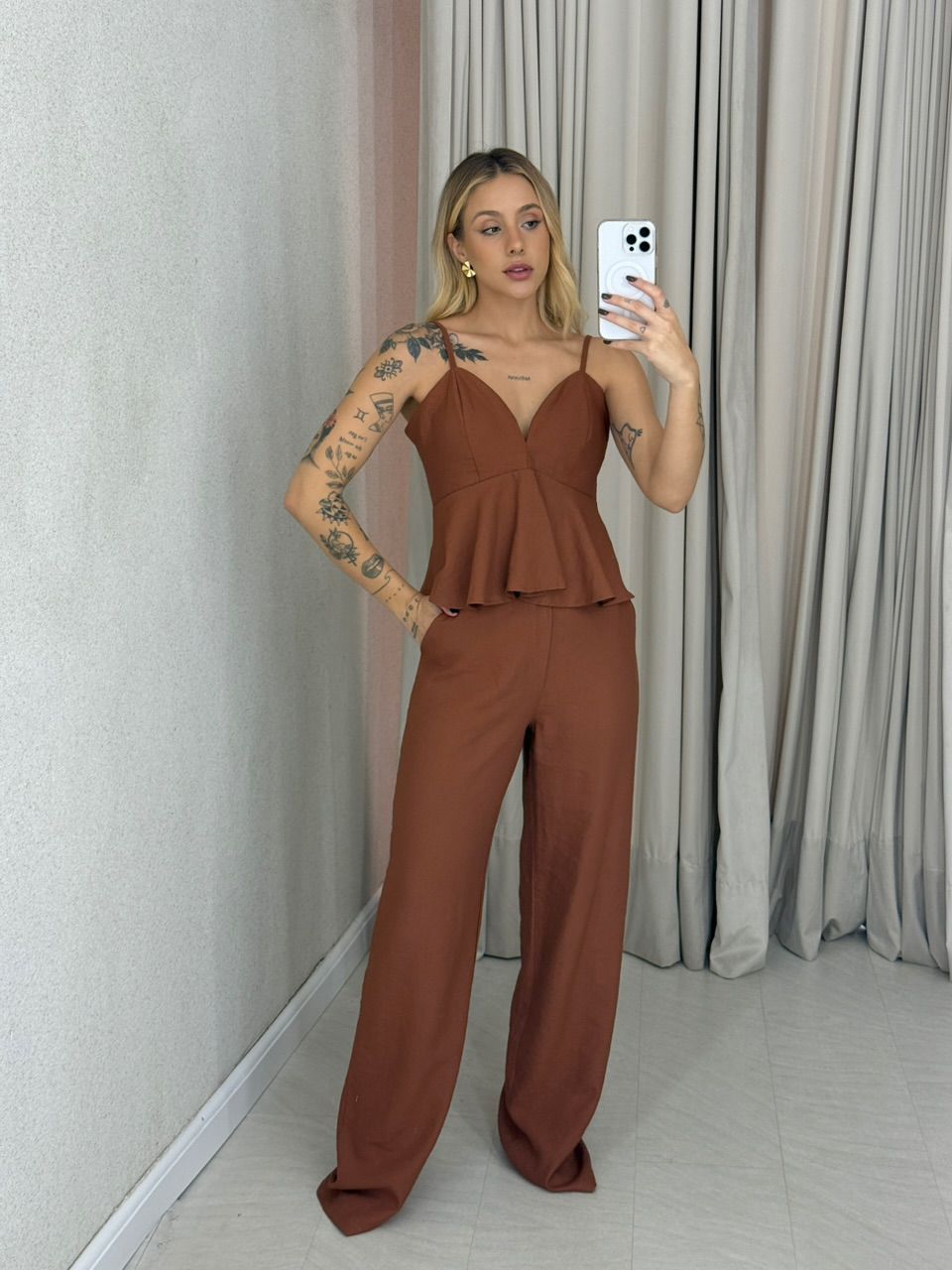 CONJUNTO LAUANA CALÇA CARAMELO - 0062830095 - CAROLLA FERRARO