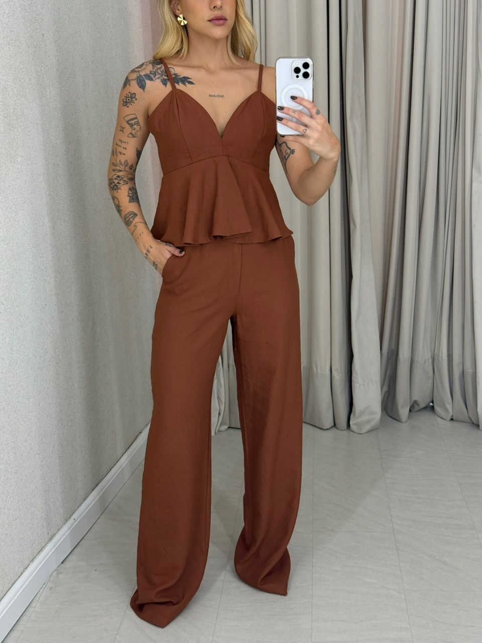 CONJUNTO LAUANA CALÇA CARAMELO