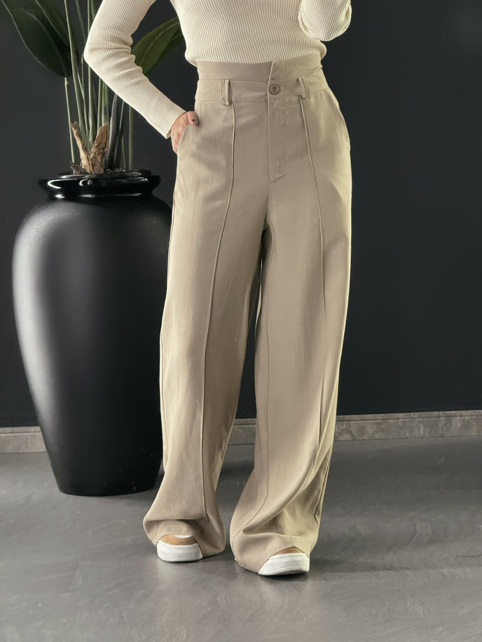 CALÇA OLIVIA PANTALONA CAQUI