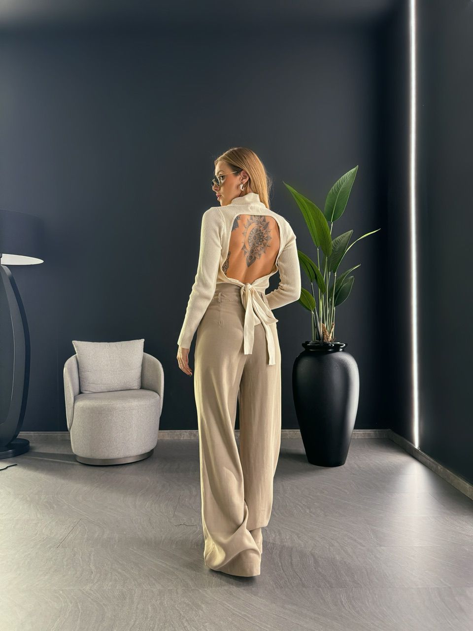 CALÇA OLIVIA PANTALONA CAQUI