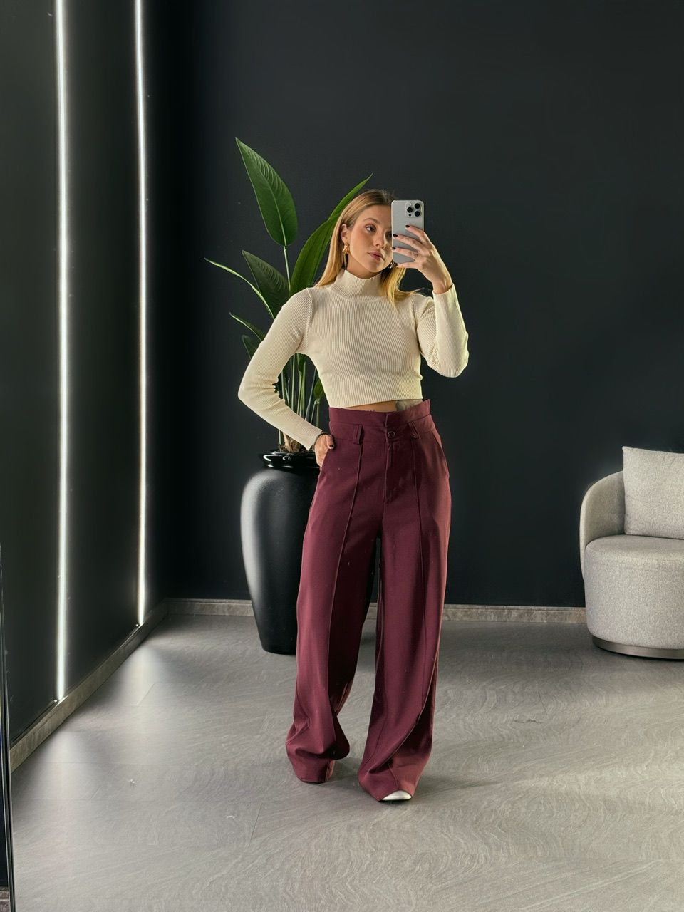 CALÇA OLIVIA PANTALONA VINHO