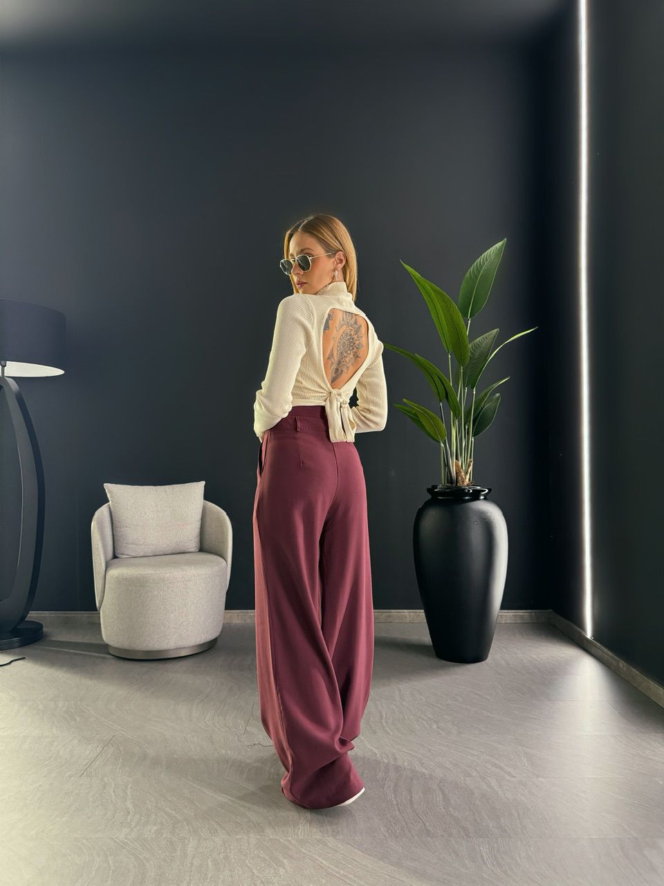 CALÇA OLIVIA PANTALONA VINHO
