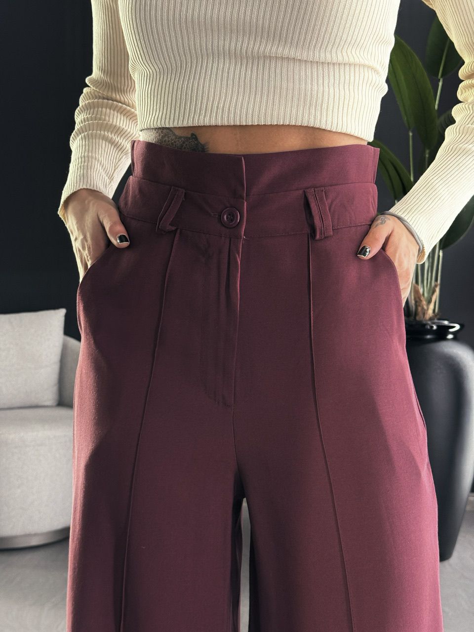 CALÇA OLIVIA PANTALONA VINHO