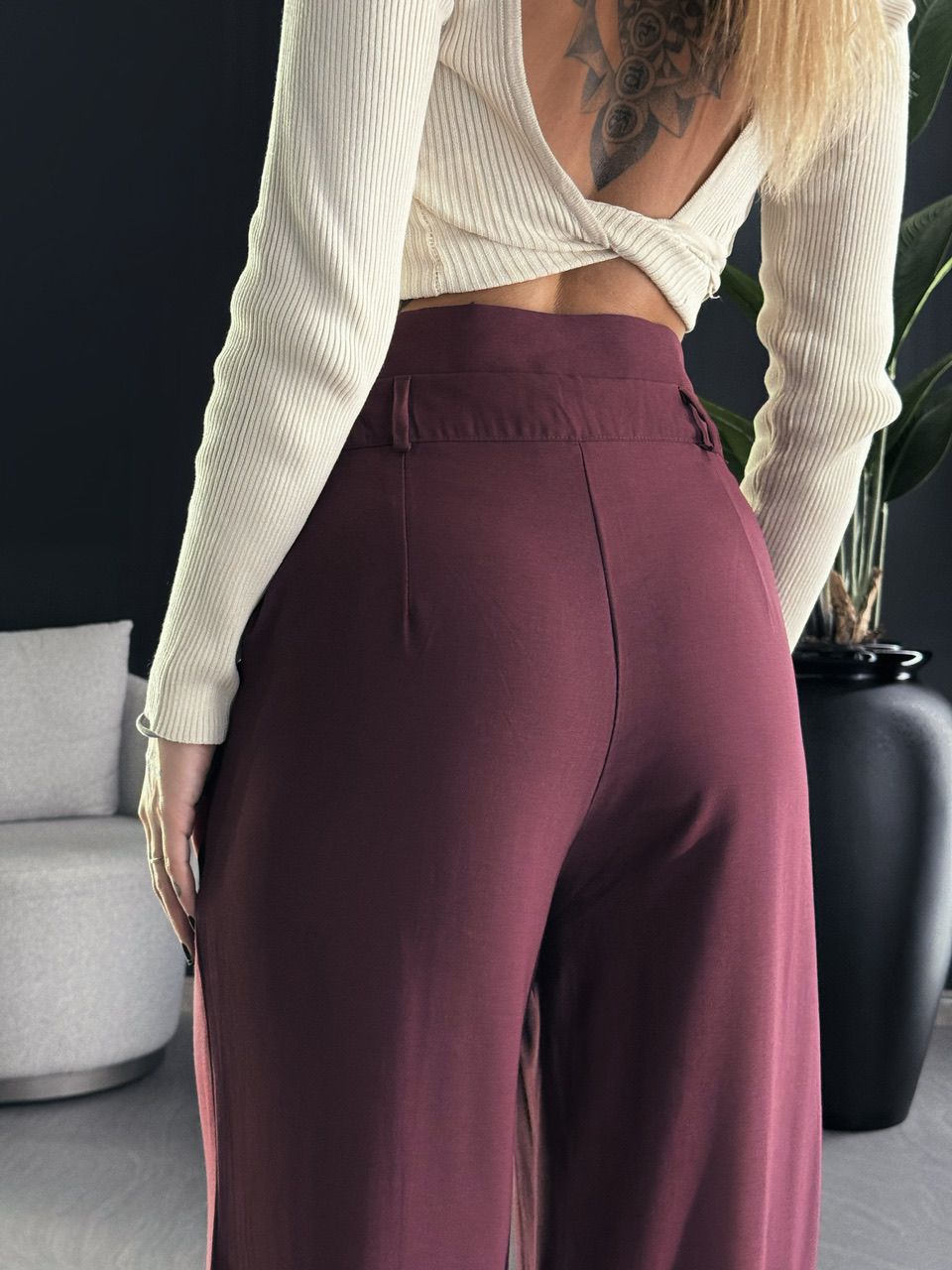 CALÇA OLIVIA PANTALONA VINHO