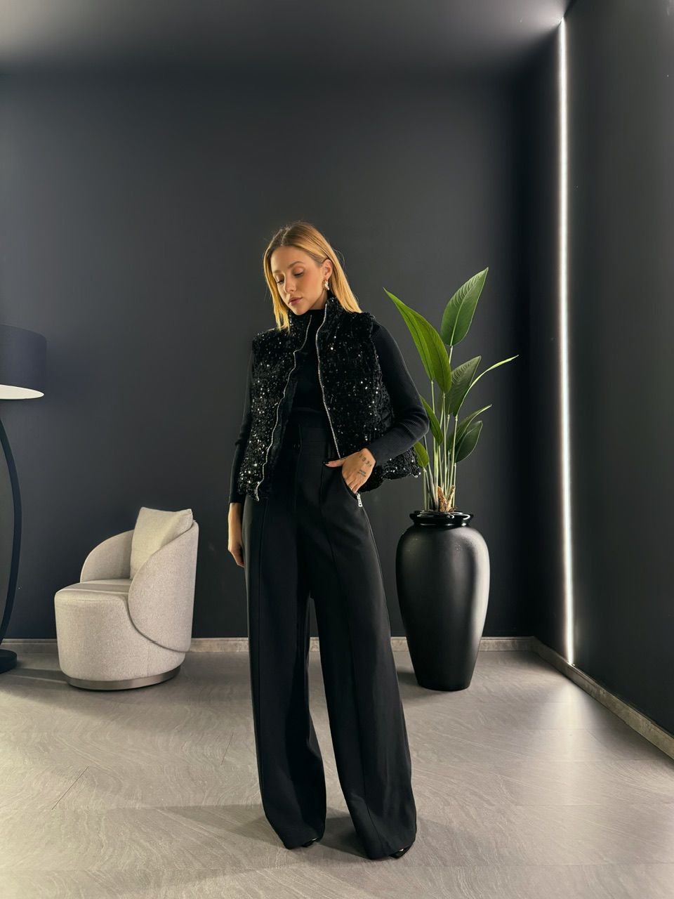 CALÇA OLIVIA PANTALONA PRETA