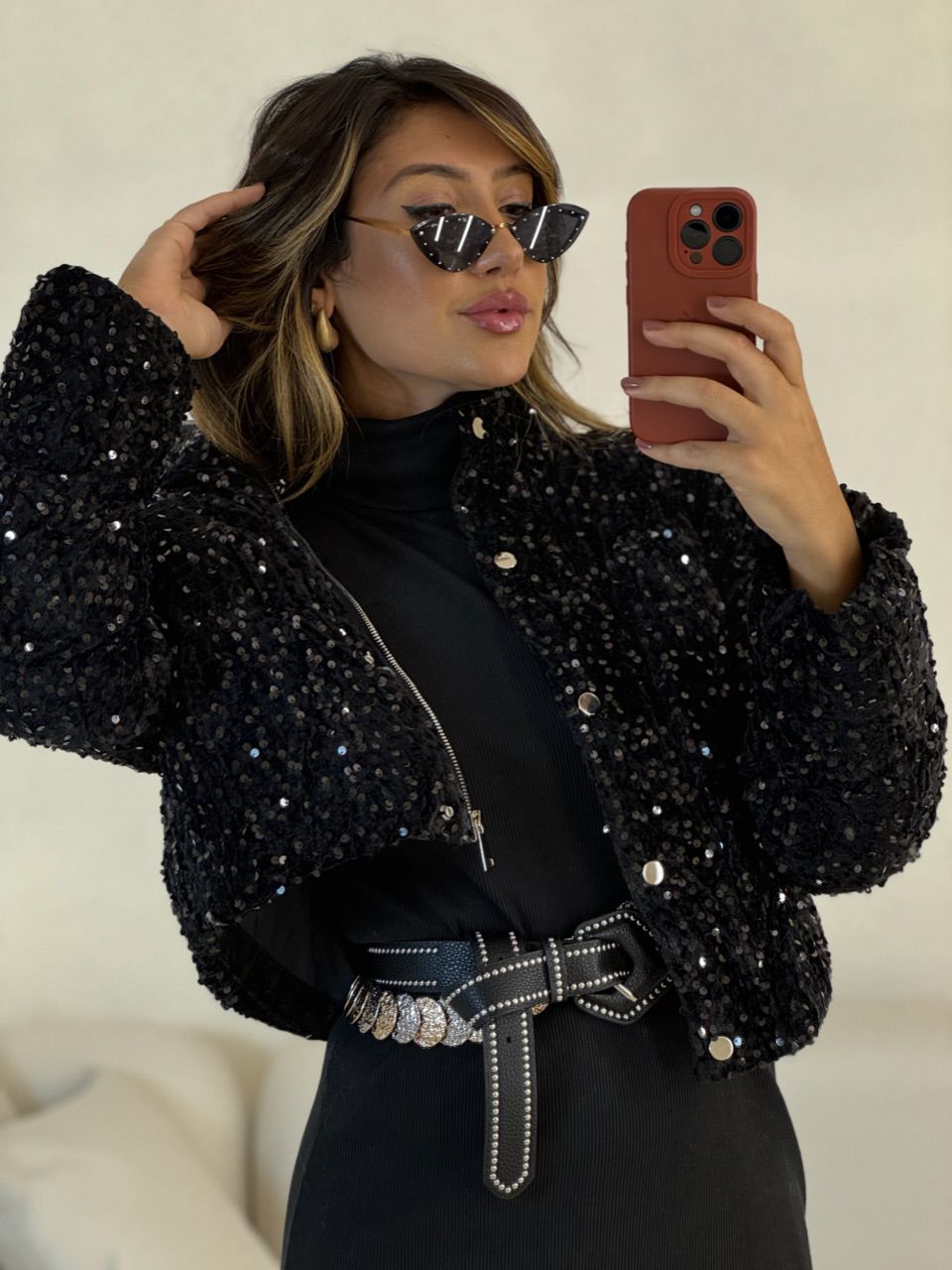PUFFER ANA FLAVIA PAETÊ PRETO - 0052570032 - CAROLLA FERRARO