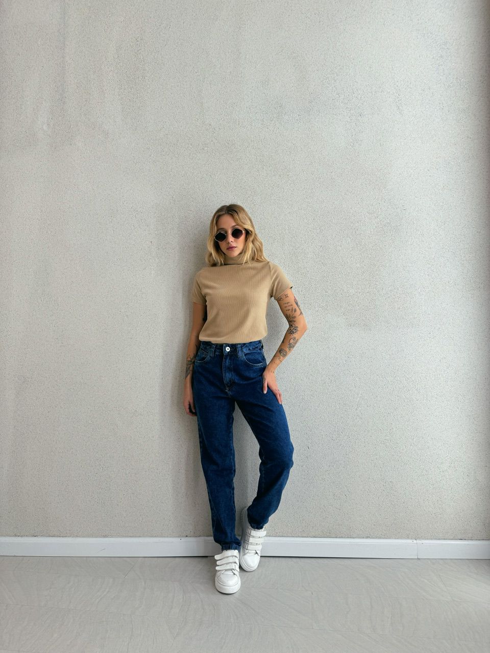 BLUSA JOSI CANELADA GOLA NUDE - 0053610049 - CAROLLA FERRARO