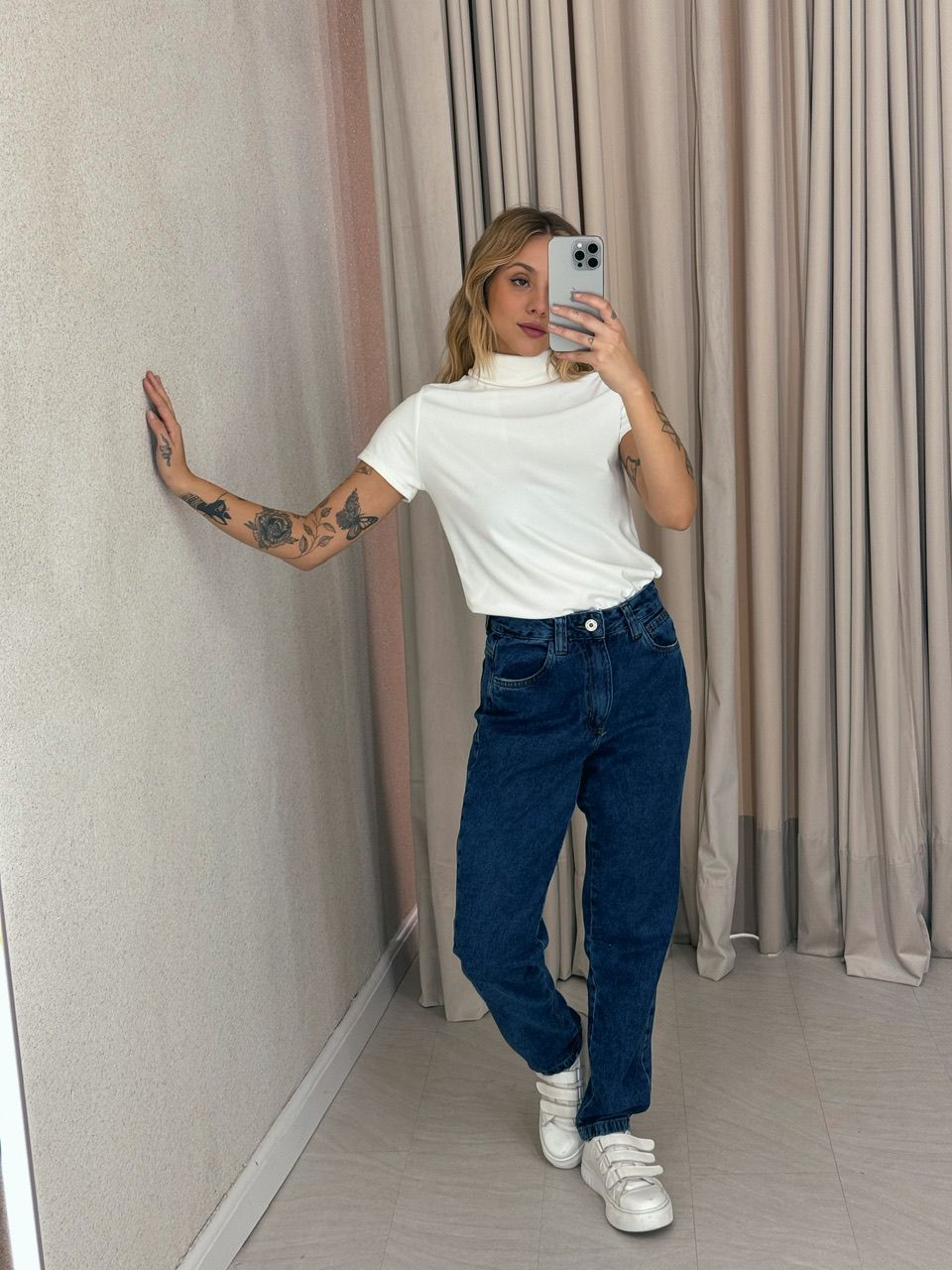 CALÇA MARINA JEANS MOM JEANS ESCURO