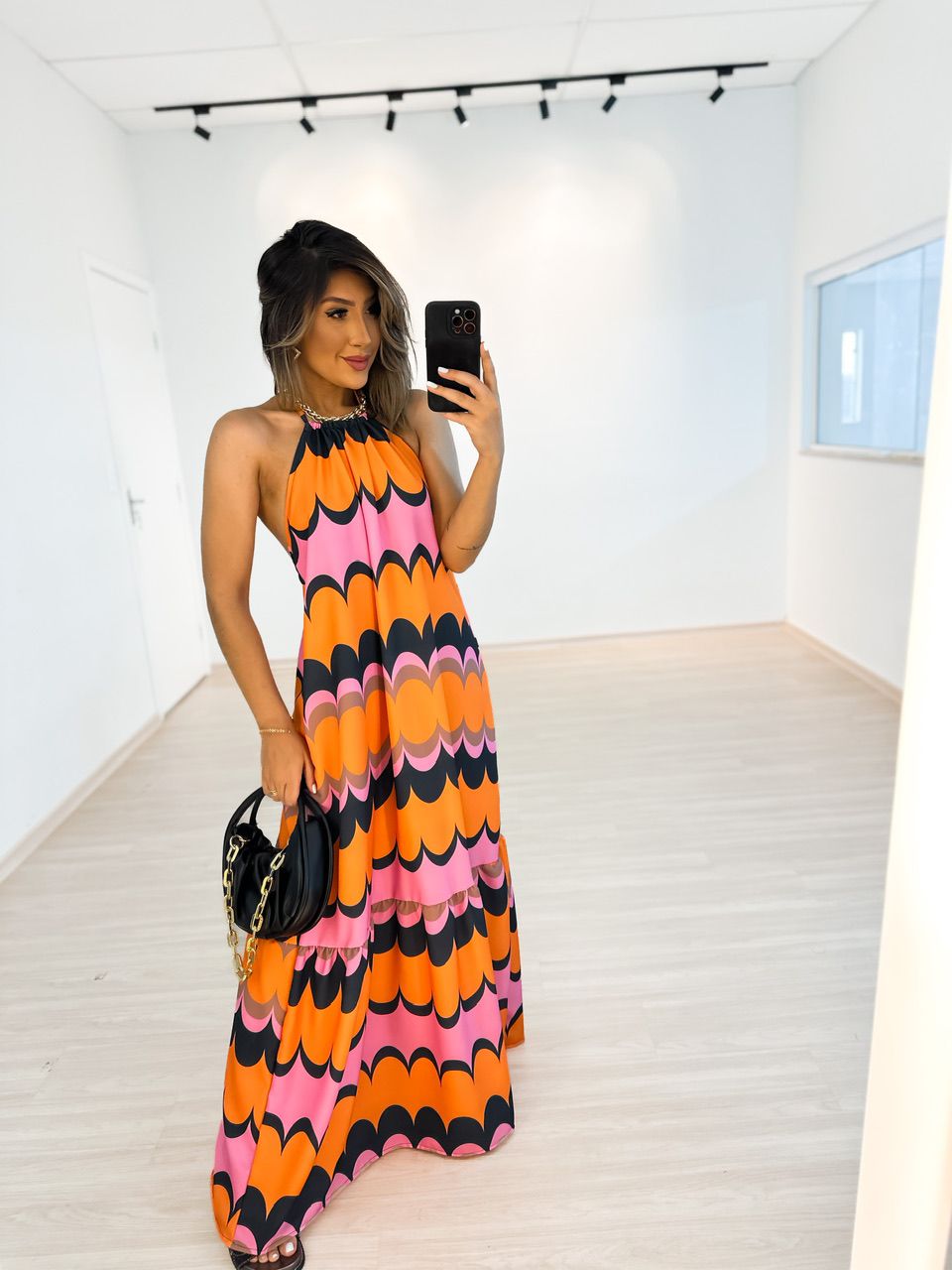 VESTIDO COPACABANA FRENTE ÚNICA ROSA/LARANJA - 004... - CAROLLA FERRARO