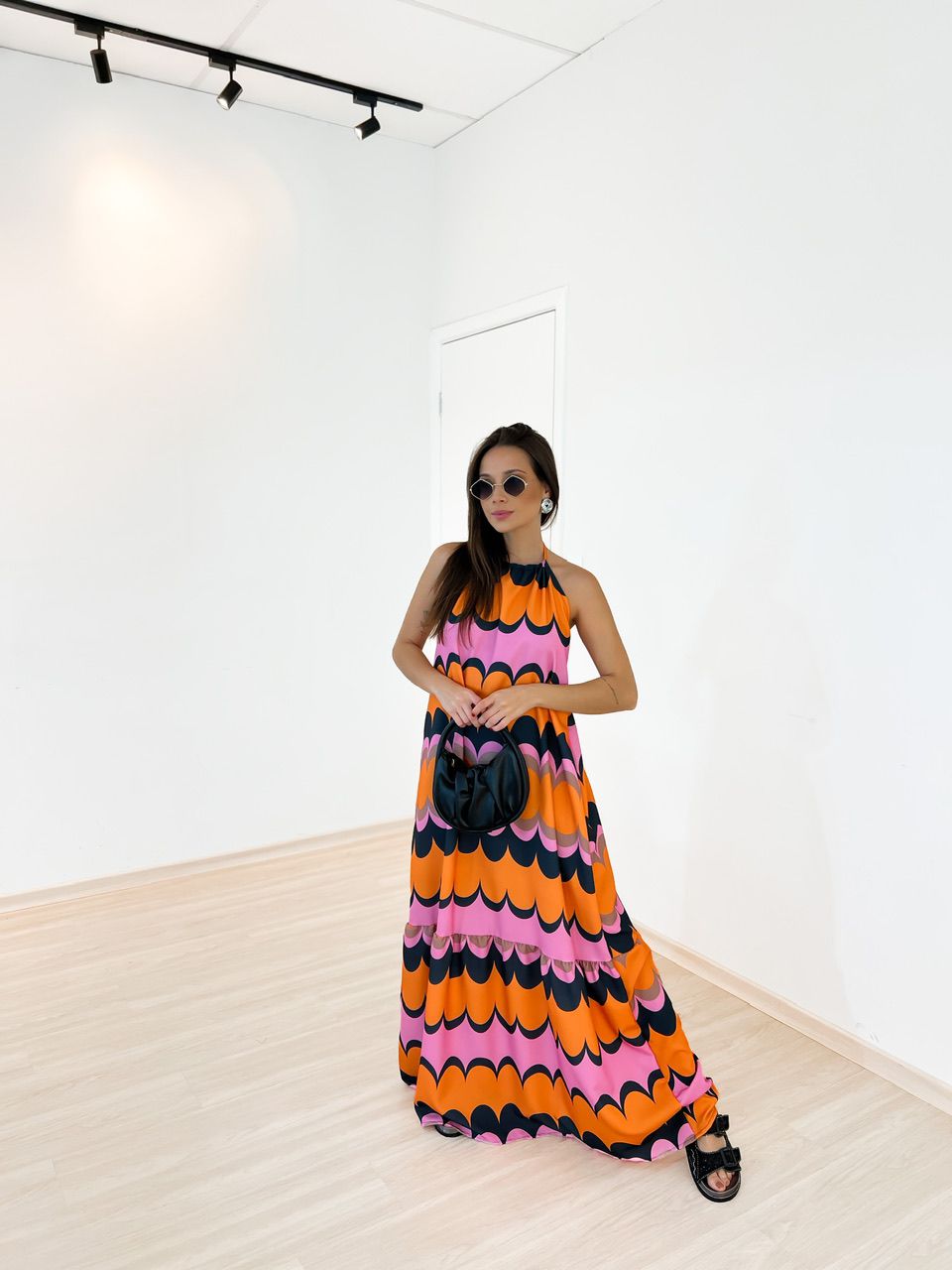 VESTIDO COPACABANA FRENTE ÚNICA ROSA/LARANJA