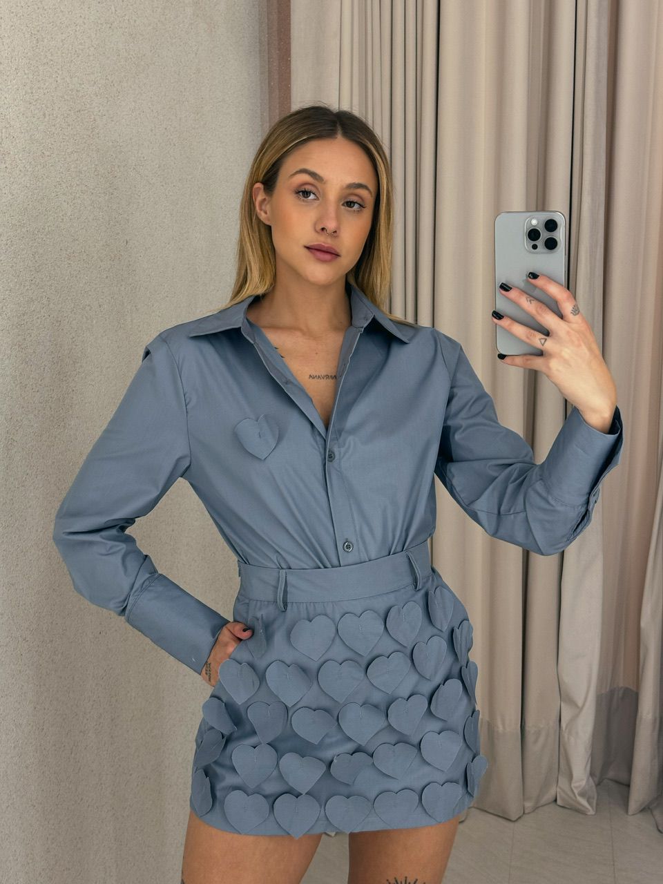 CONJUNTO CINTIA CORAÇÕES CINZA
