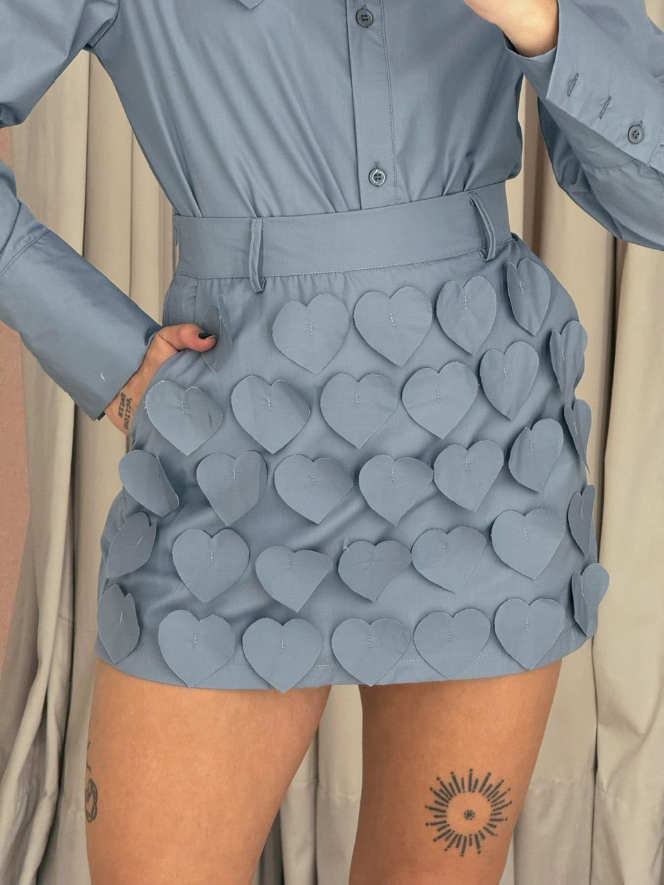 CONJUNTO CINTIA CORAÇÕES CINZA