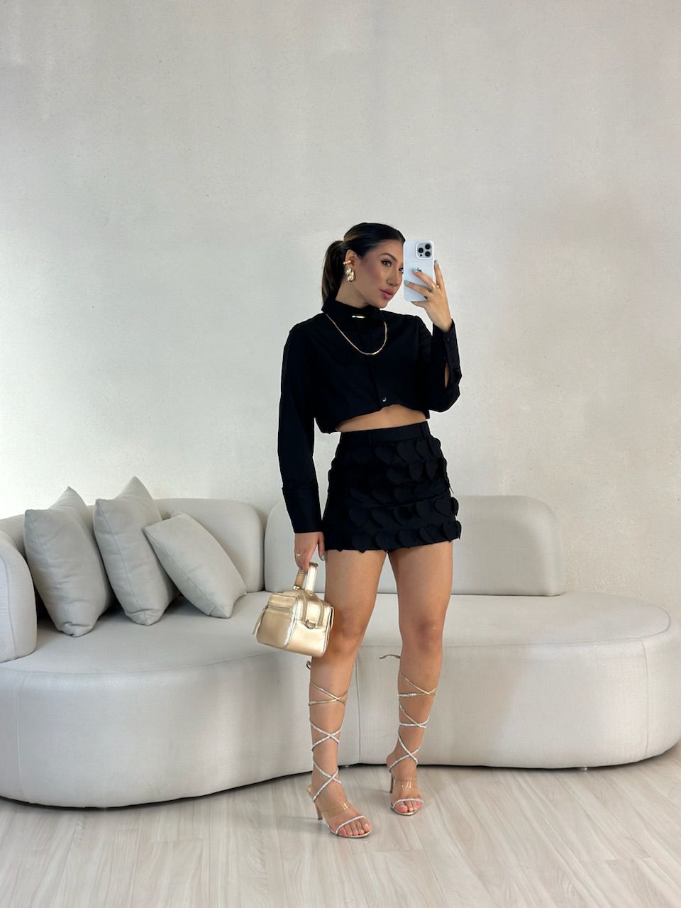 CONJUNTO CINTIA CORAÇÕES PRETO