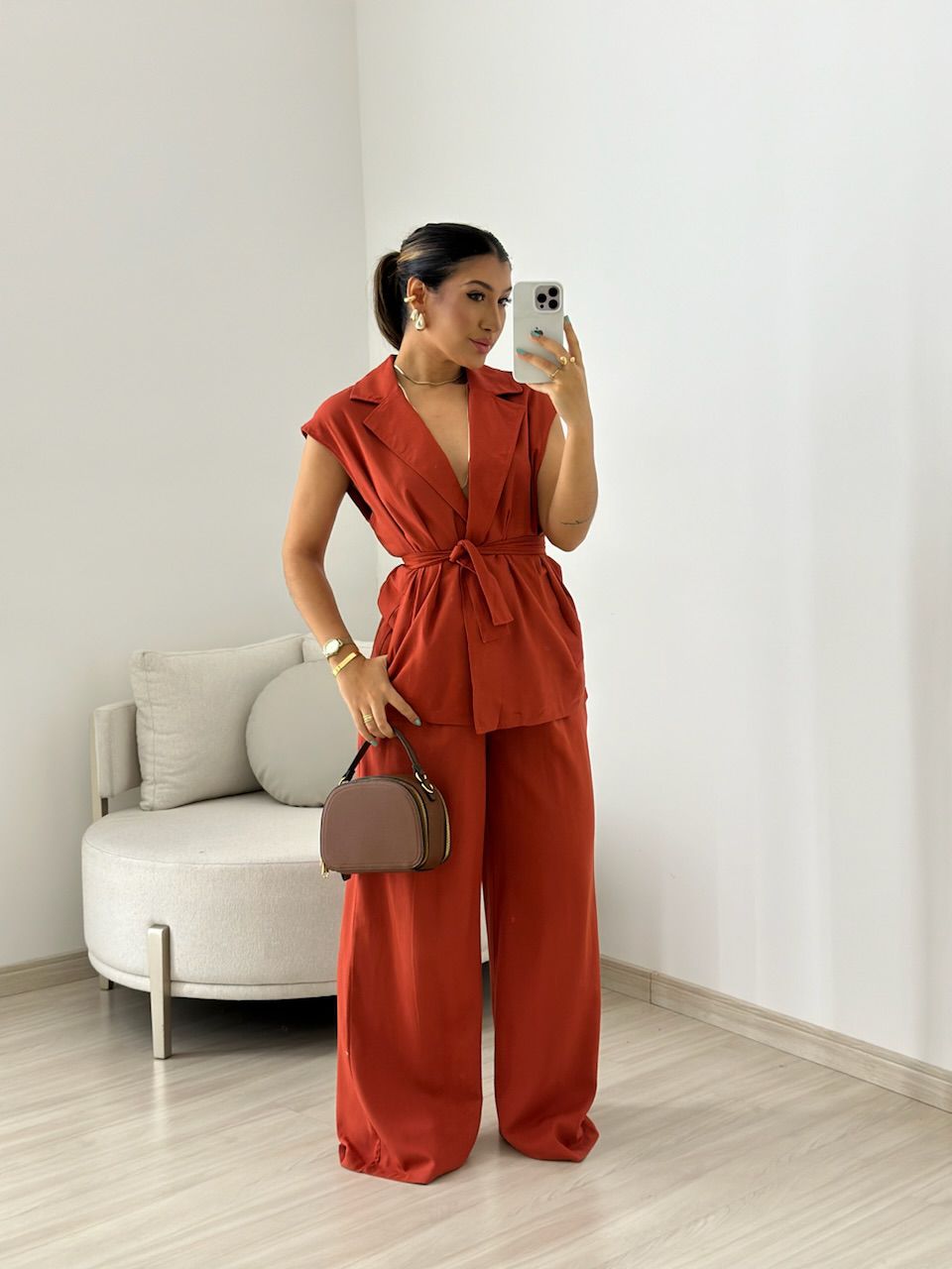 CONJUNTO STELA CALÇA TERRACOTA - 0055880117 - CAROLLA FERRARO