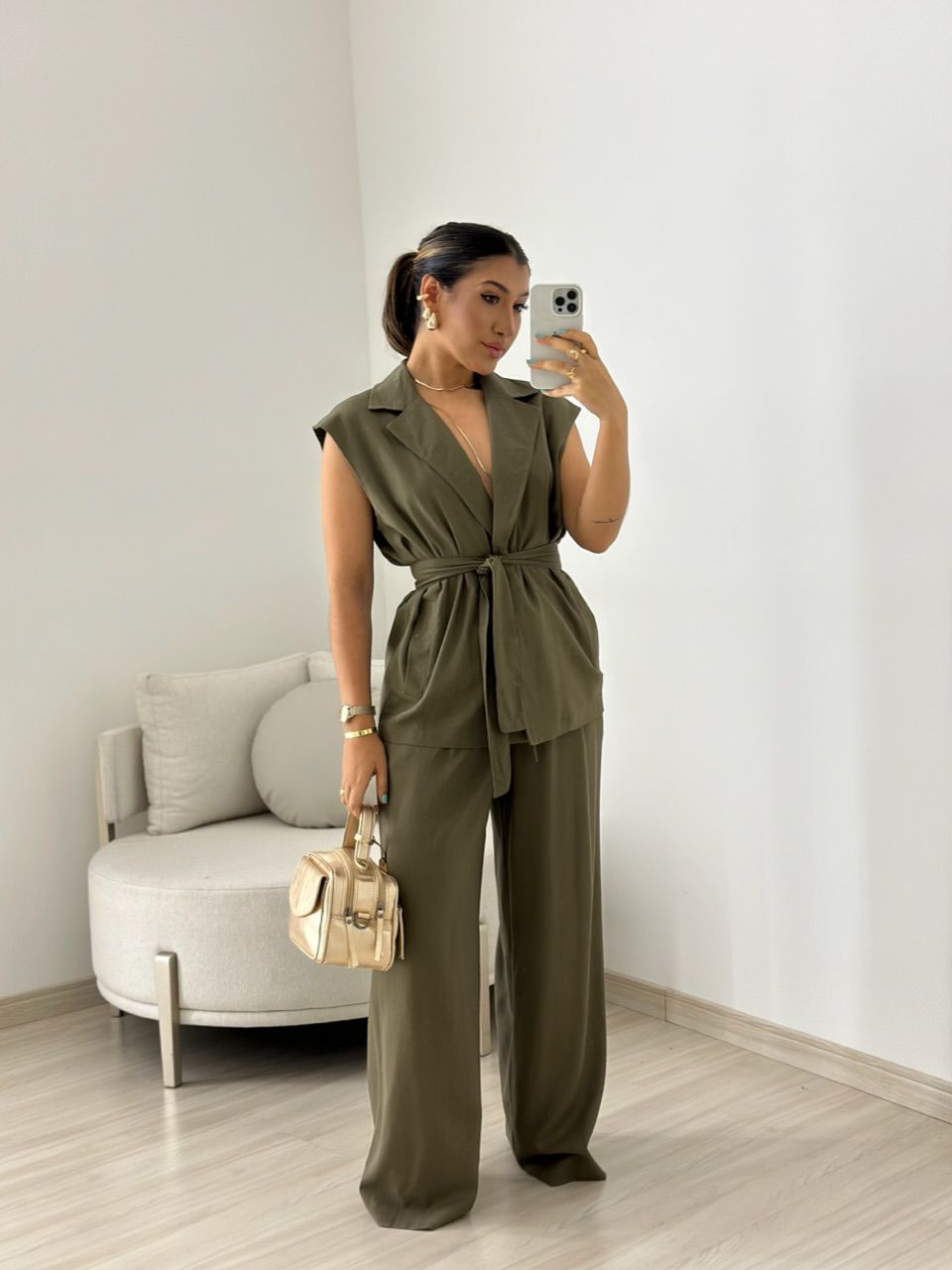 CONJUNTO STELA CALÇA VERDE OLIVA
