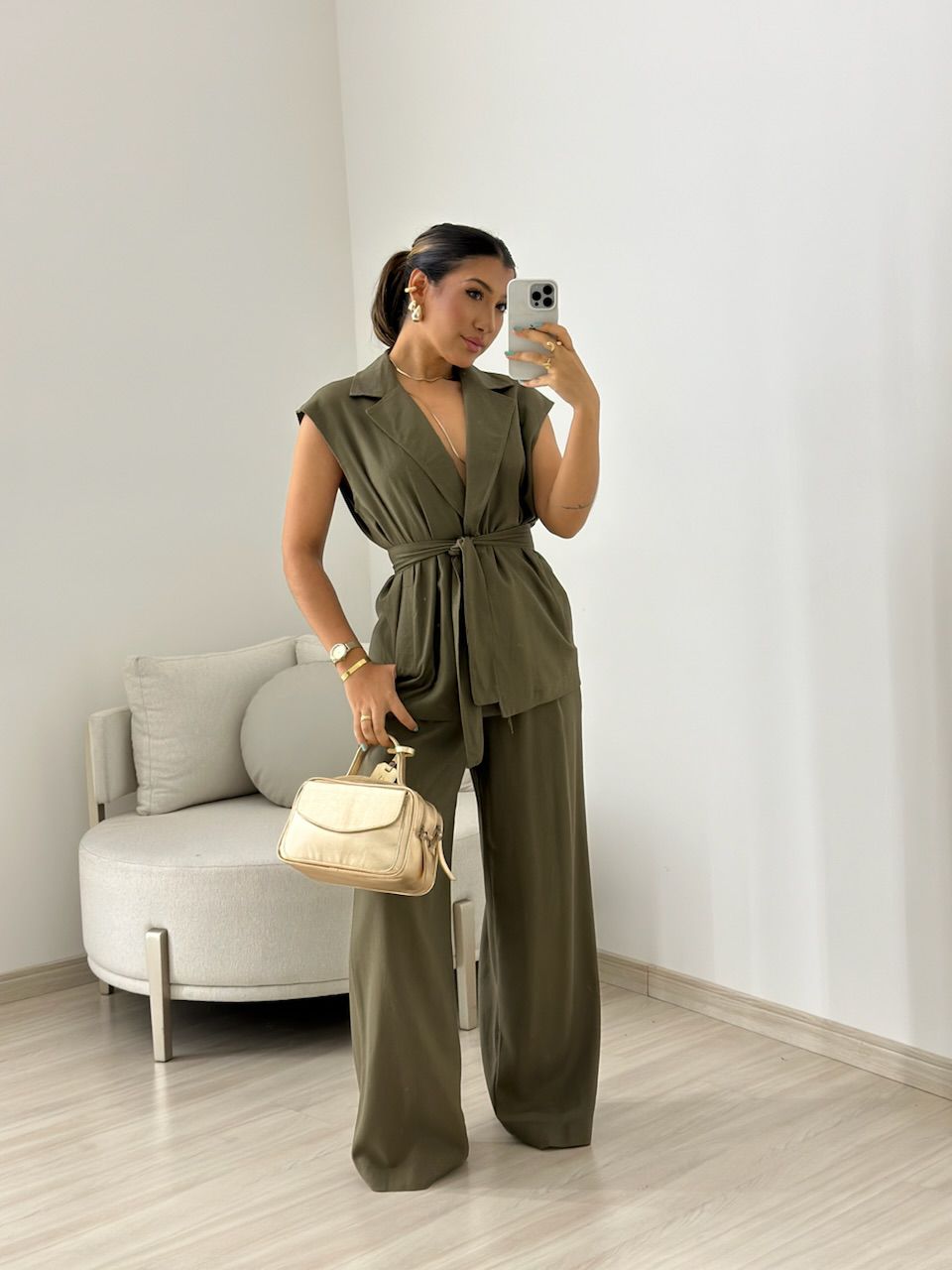 CONJUNTO STELA CALÇA VERDE OLIVA - 0055880008 - CAROLLA FERRARO
