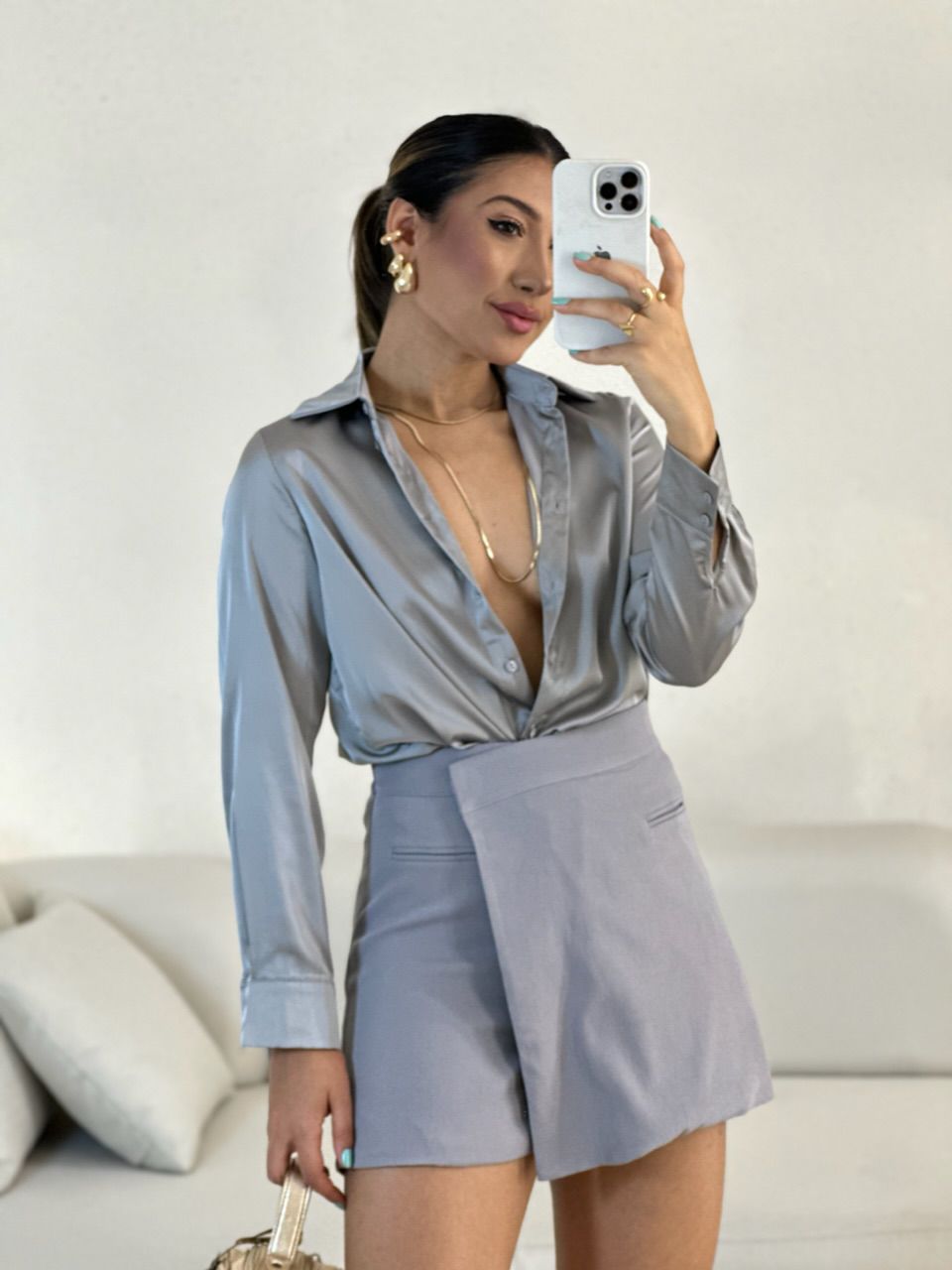 SHORT SAIA AURORA CINZA