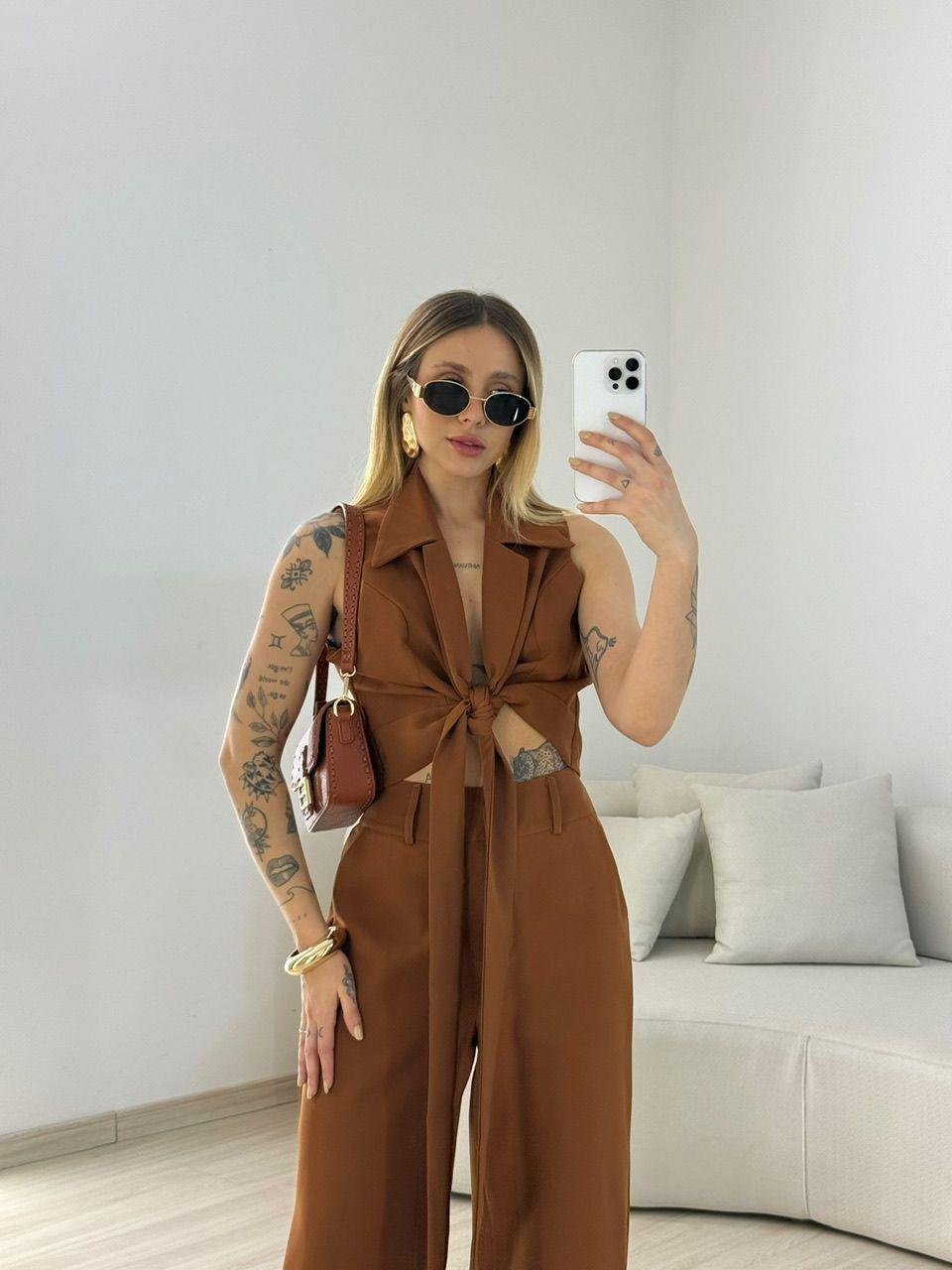 CONJUNTO ELÔ COLETE CARAMELO