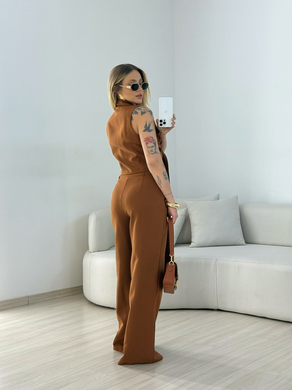 CONJUNTO ELÔ COLETE CARAMELO
