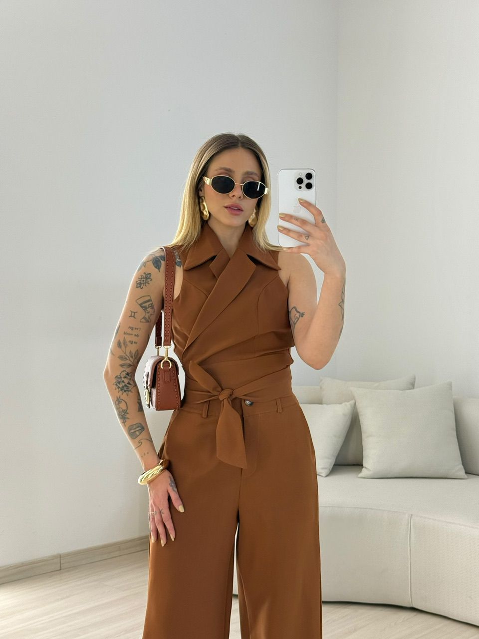 CONJUNTO ELÔ COLETE CARAMELO