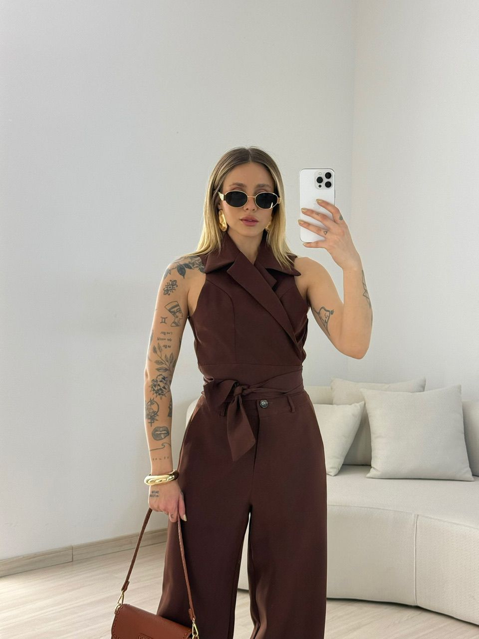 CONJUNTO ELÔ COLETE MARROM