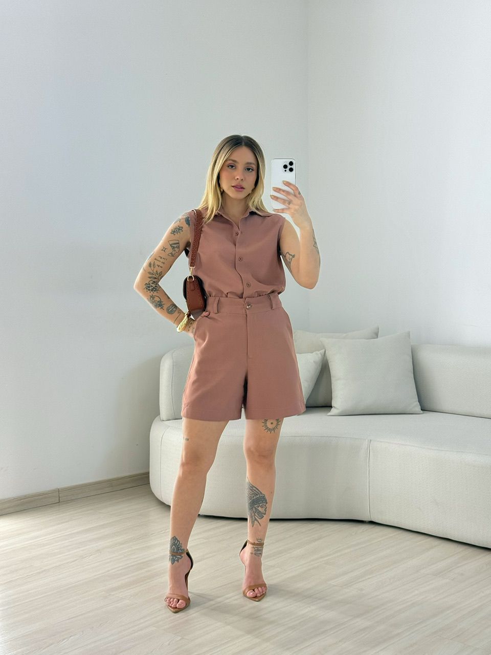 CONJUNTO MAÍRA SHORT CAPUCCINO - 0068360225 - CAROLLA FERRARO