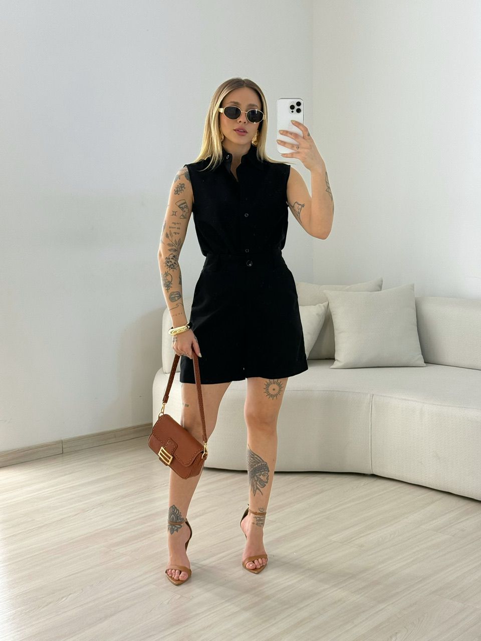 CONJUNTO MAÍRA SHORT PRETO - 0068360032 - CAROLLA FERRARO