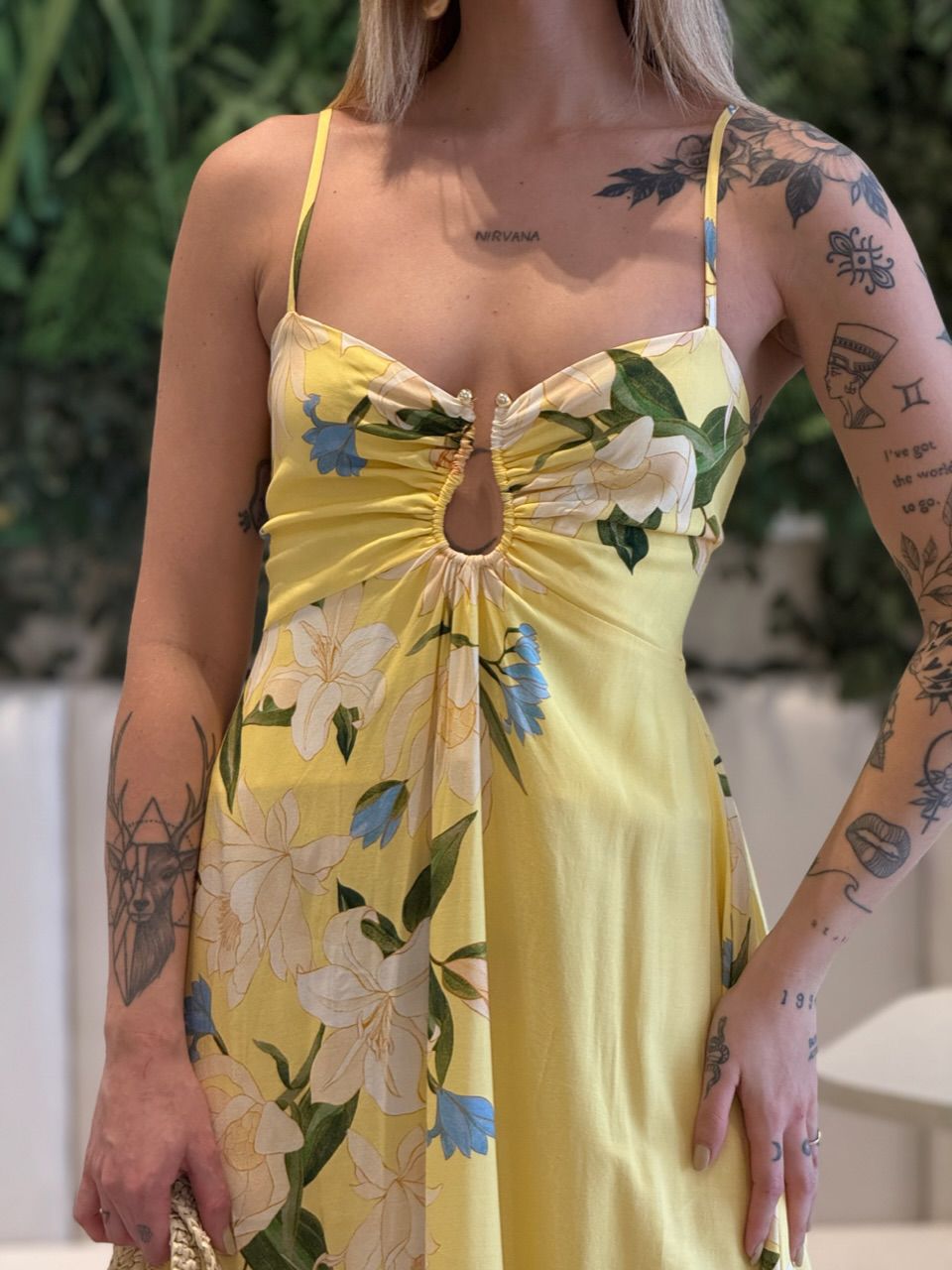 VESTIDO ANA CLAUDIA ESTAMPADO AMARELO