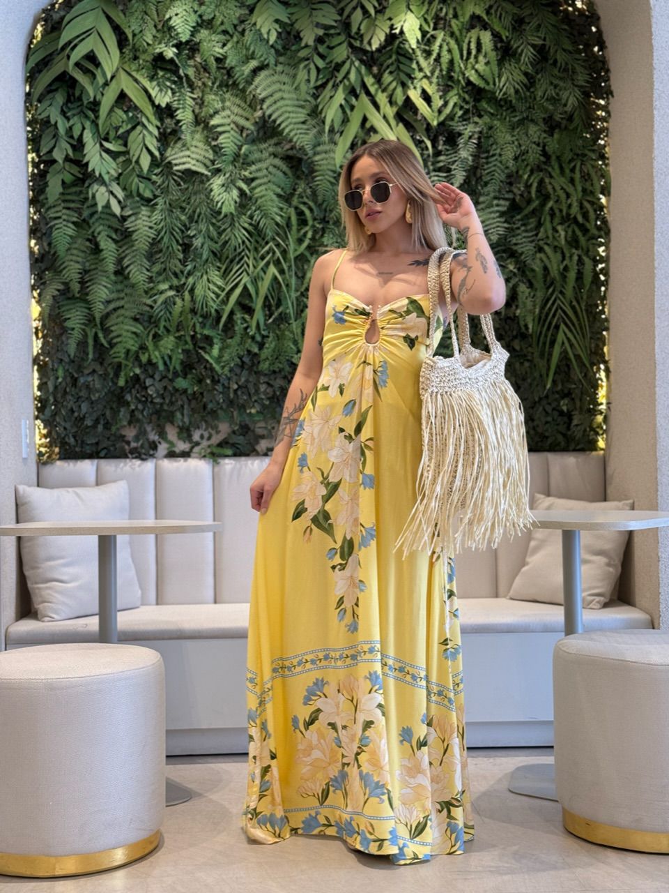 VESTIDO ANA CLAUDIA ESTAMPADO AMARELO