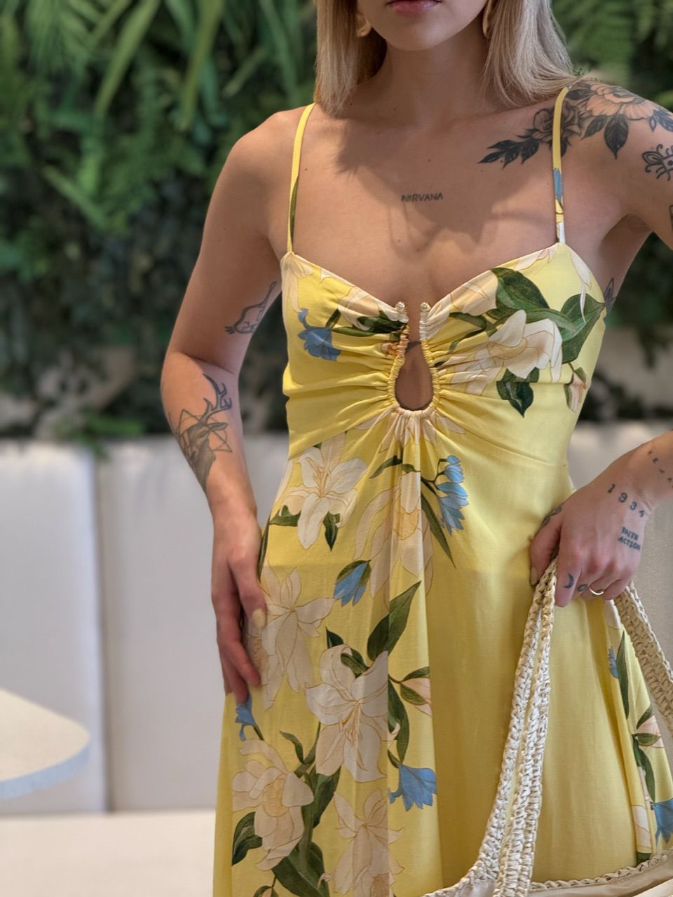 VESTIDO ANA CLAUDIA ESTAMPADO AMARELO