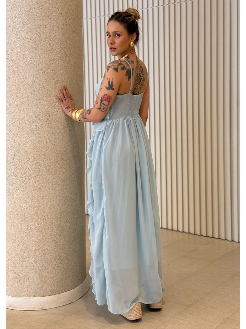 VESTIDO CORA BABADOS AZUL