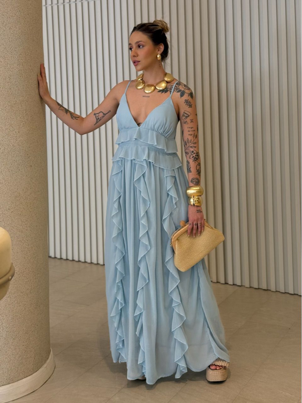 VESTIDO CORA BABADOS AZUL