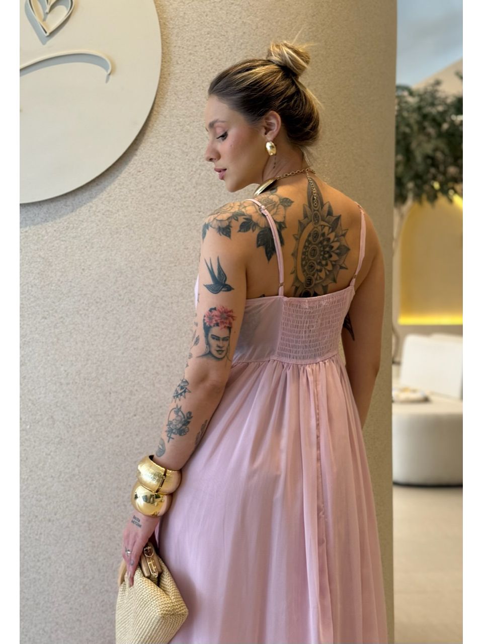 VESTIDO CORA BABADOS ROSA