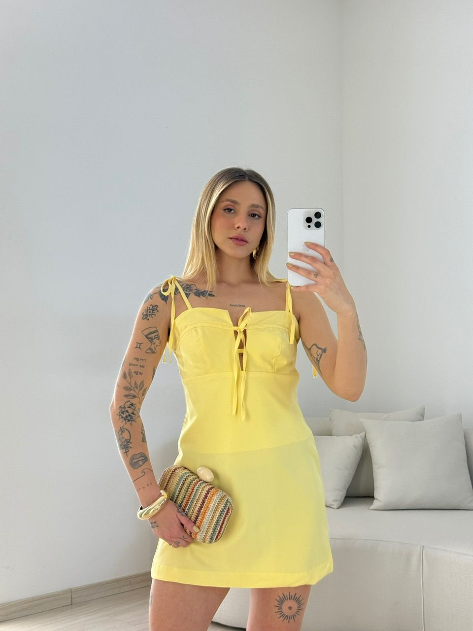 VESTIDO LUMA ALÇA Amarelo - 0068350111 - CAROLLA FERRARO