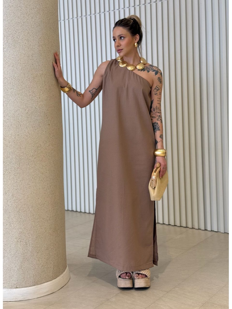 VESTIDO ROSANGELA NULA MANGA CAPUCCINO 