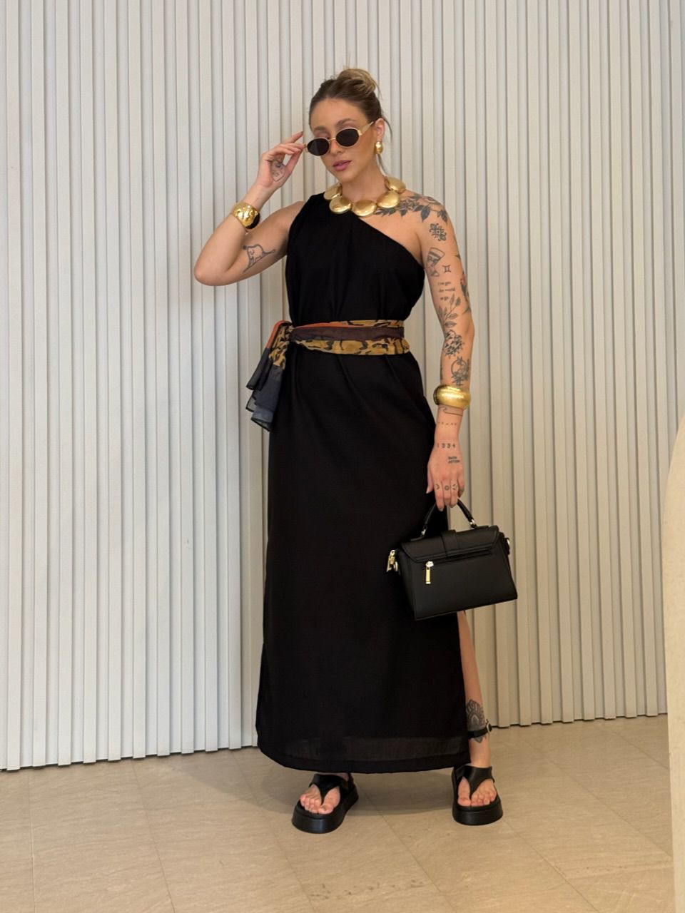 VESTIDO ROSANGELA NULA MANGA PRETO - 0068330032 - CAROLLA FERRARO