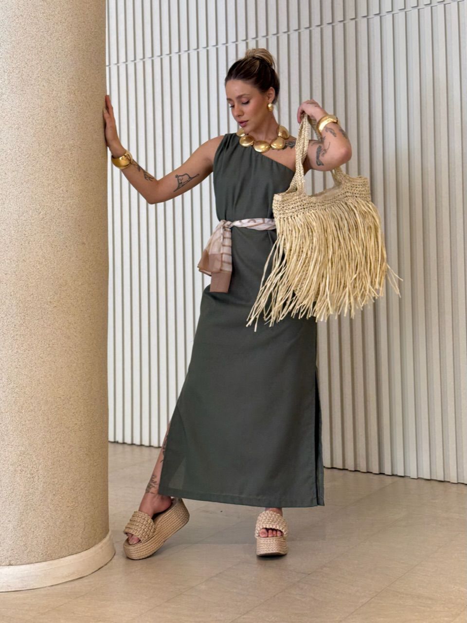 VESTIDO ROSANGELA NULA MANGA VERDE