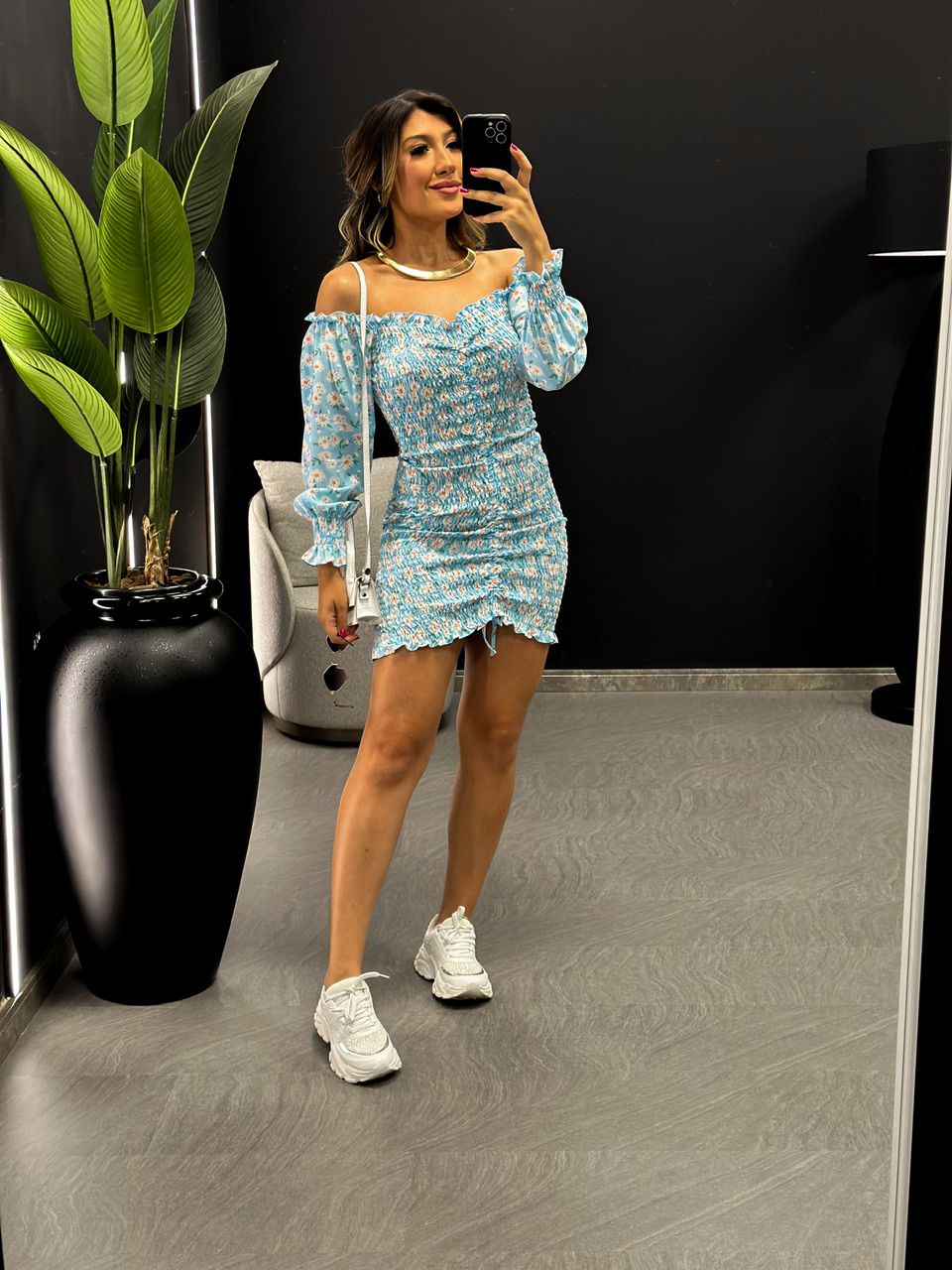 VESTIDO LIVIA LASTEX AZUL