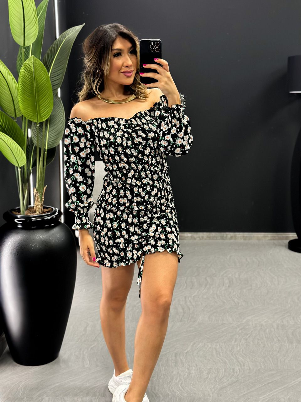 VESTIDO LIVIA LASTEX PRETO