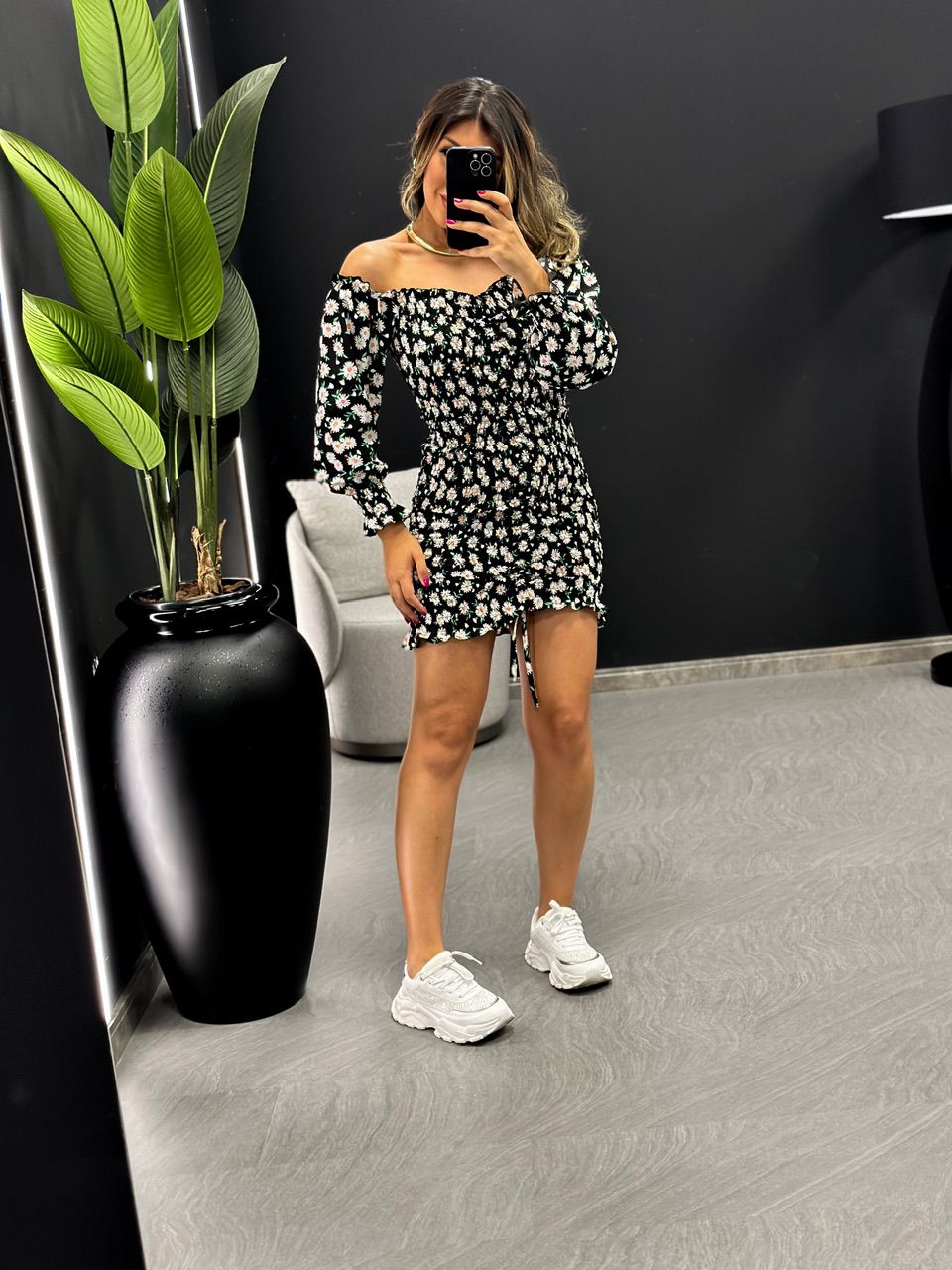 VESTIDO LIVIA LASTEX PRETO