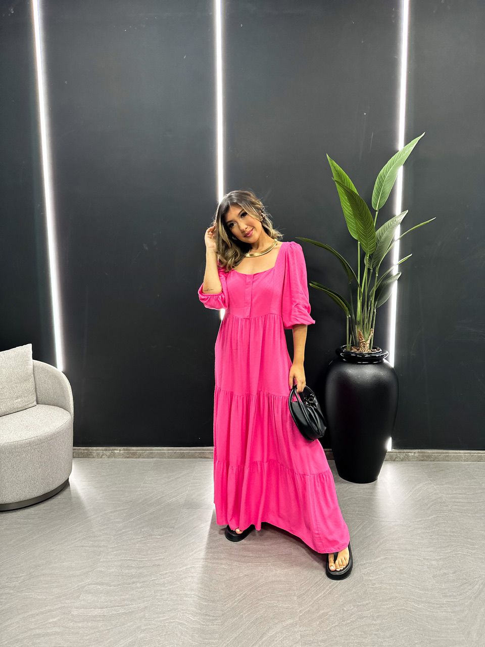 VESTIDO RAQUEL LISO ROSA - 0044810031 - CAROLLA FERRARO
