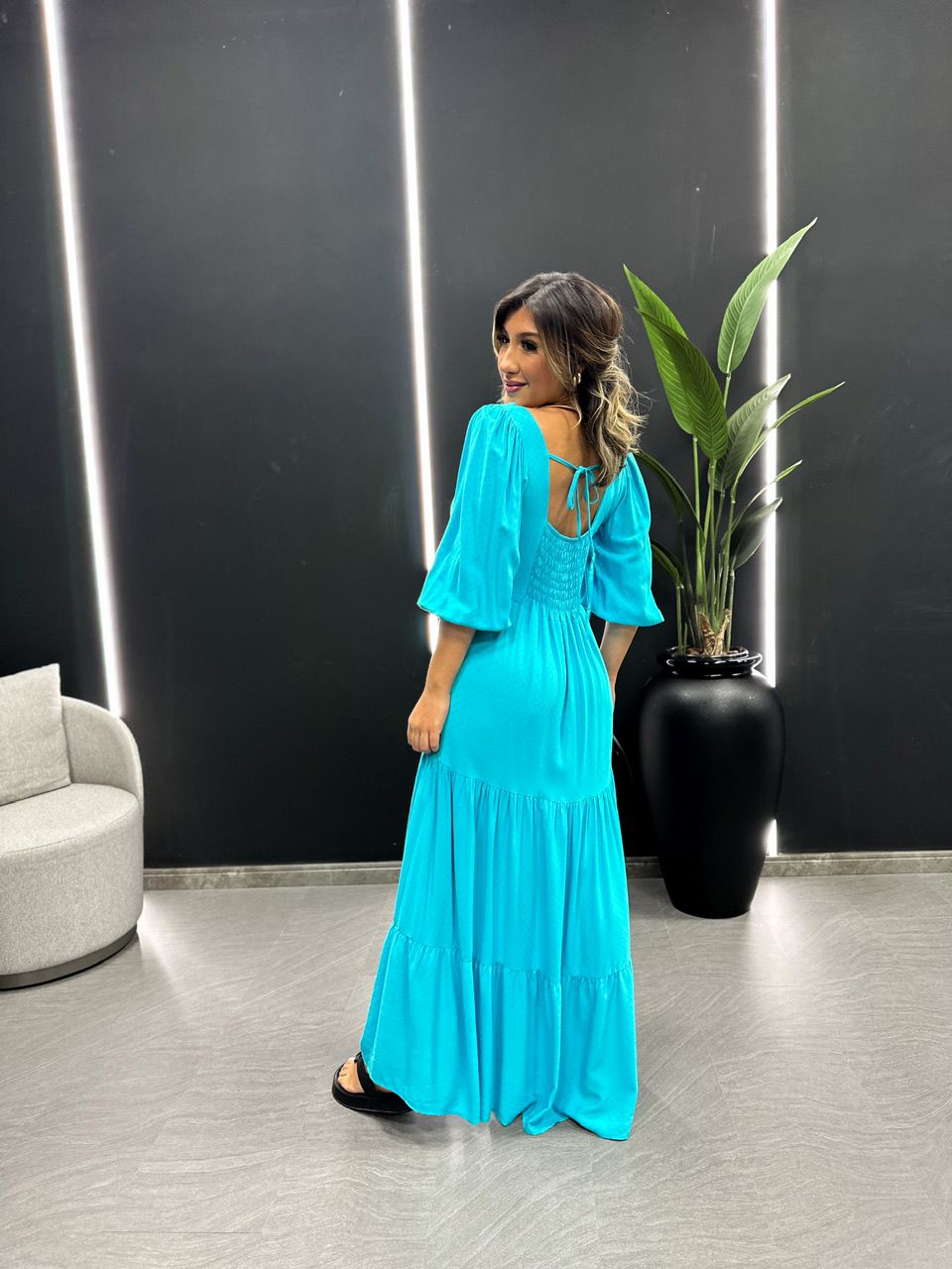 VESTIDO RAQUEL LISO AZUL