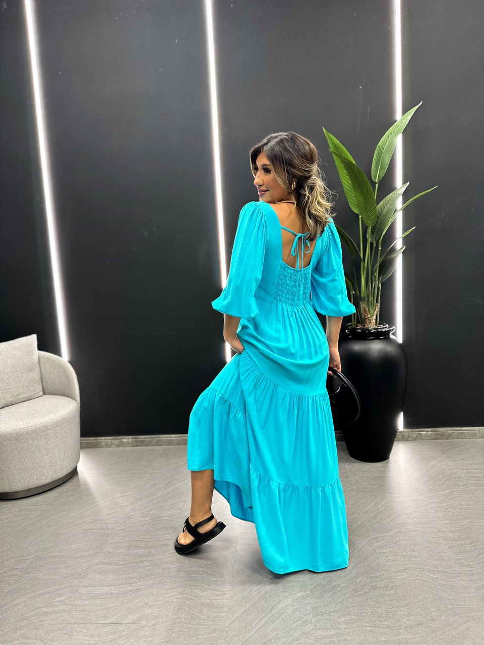 VESTIDO RAQUEL LISO AZUL