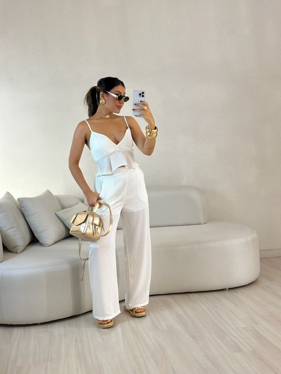 CONJUNTO ARIANE BRILHO BRANCO