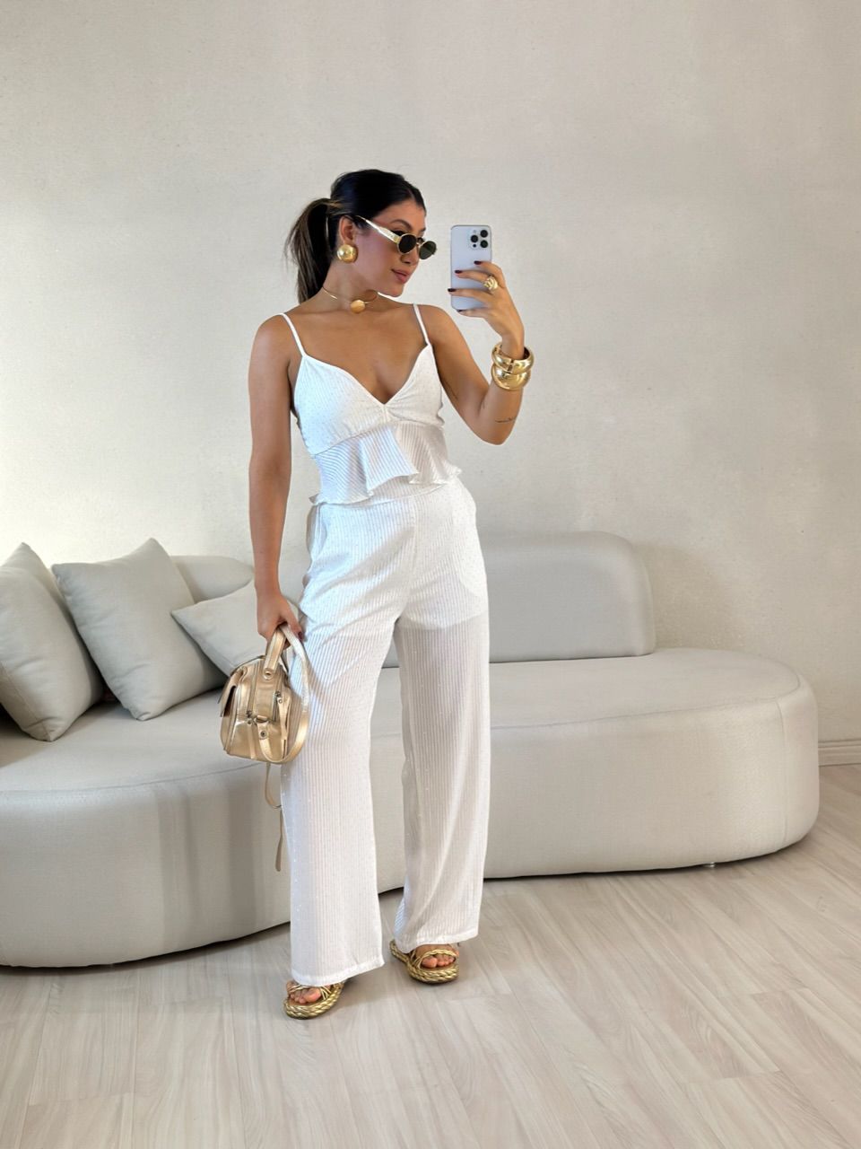CONJUNTO ARIANE BRILHO BRANCO - 0057930098 - CAROLLA FERRARO