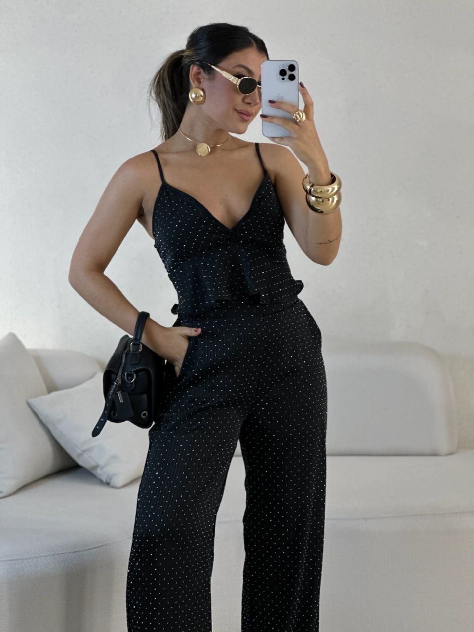 CONJUNTO ARIANE BRILHO PRETO
