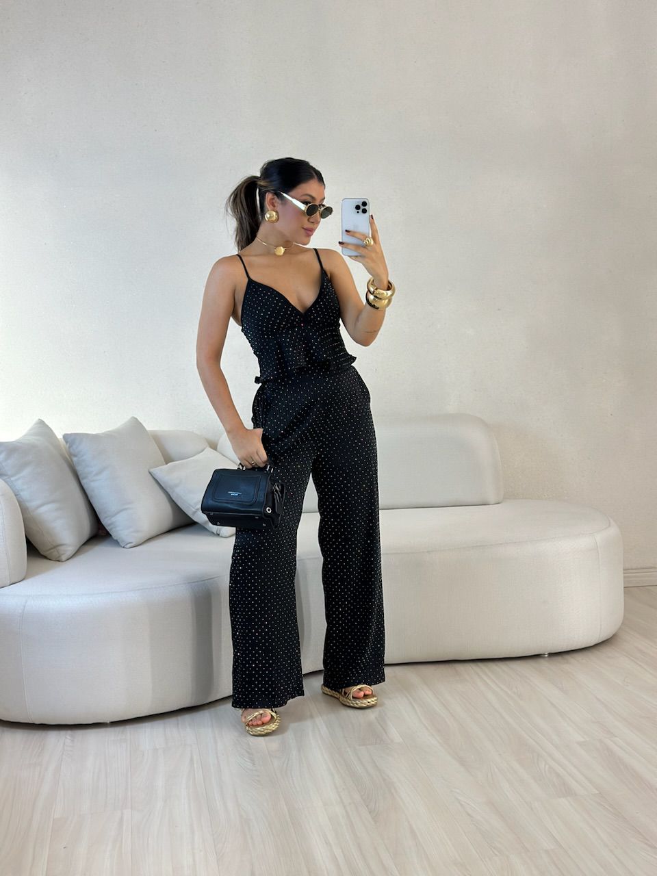CONJUNTO ARIANE BRILHO PRETO - 0057930032 - CAROLLA FERRARO