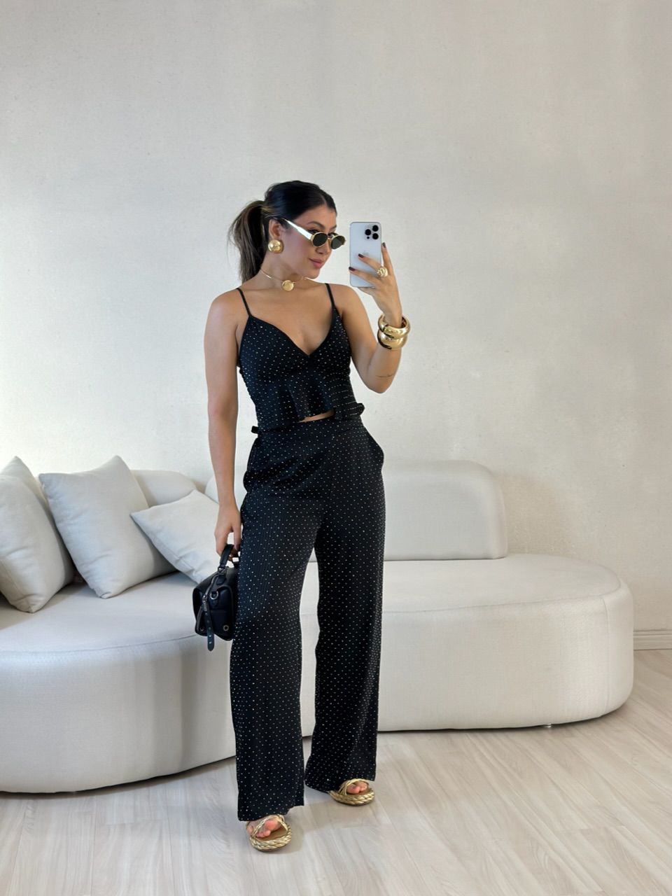 CONJUNTO ARIANE BRILHO PRETO