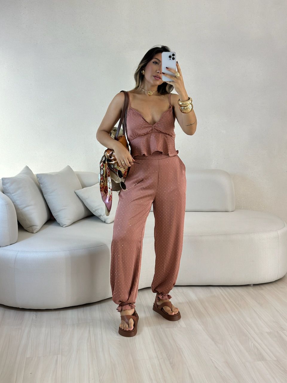 CONJUNTO ARIANE BRILHO ROSÊ - 0057930025 - CAROLLA FERRARO